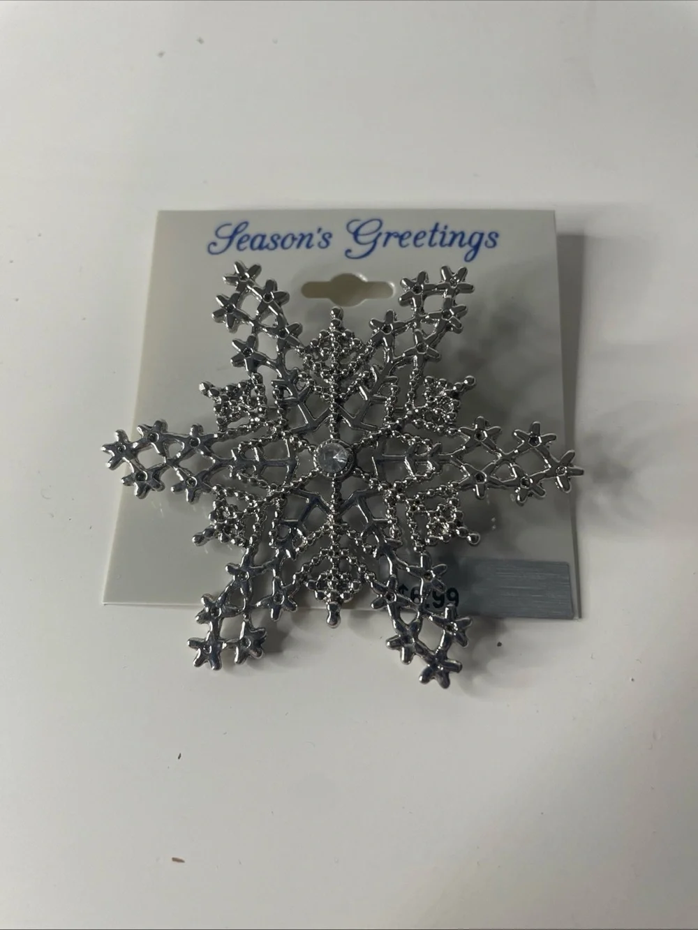 New With Tag Holiday Jewelry Christmas Snowflake w/Crystals Broach, Brooch-New